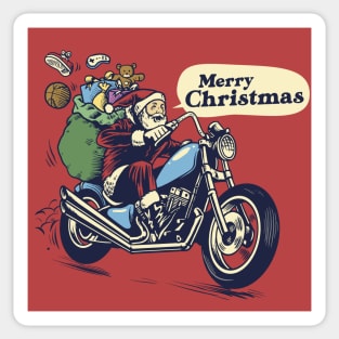 Retro Santa Claus on a Motorcycle Sticker